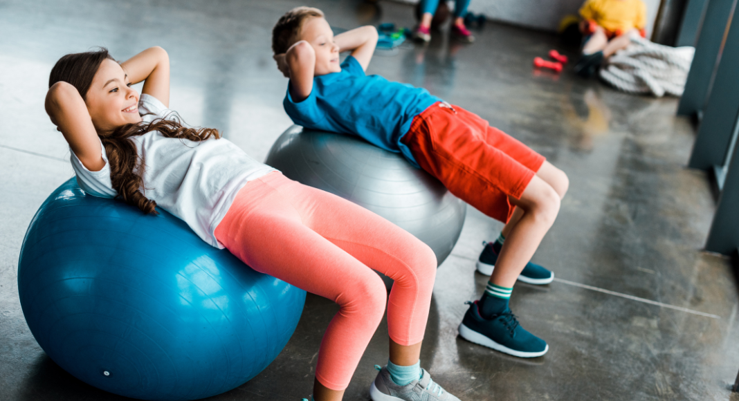Kids at a gym class.