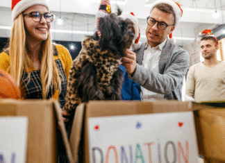 Giving Back: The Joy I Didn’t Know I Needed People at a donation center during the holidays.