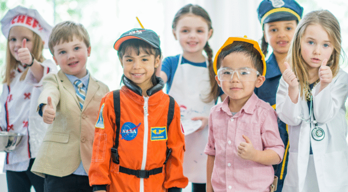 Kids dressed up as what they want to be when they grow up.