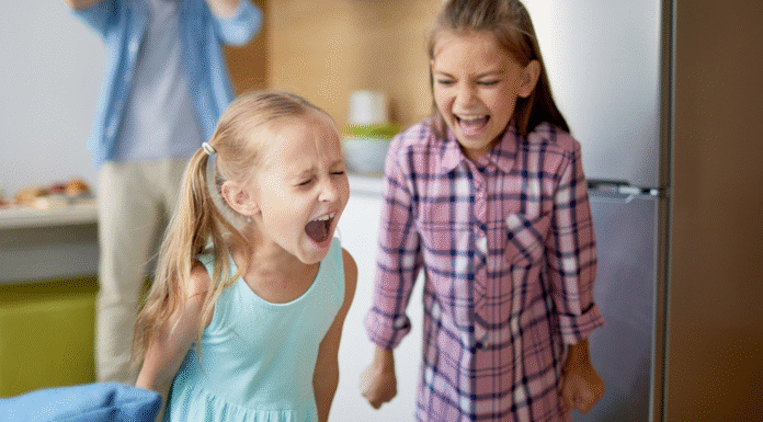 Two girls yelling.