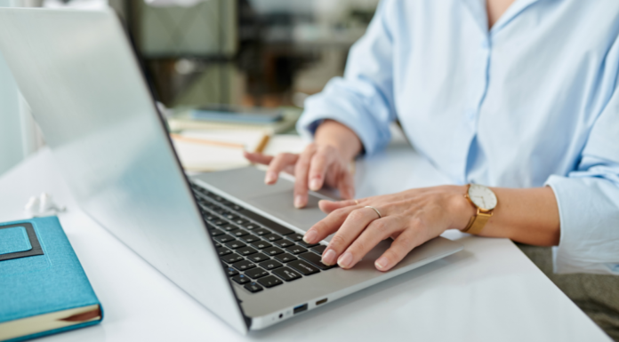 Drafting an email on a computer.