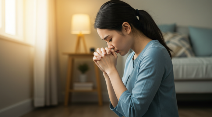 A woman praying.