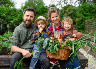 Rooted At Home, Raised for the World A family in their home garden.