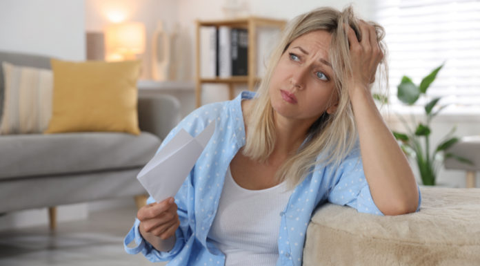A woman having a hot flash.