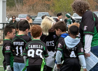 A team huddle.