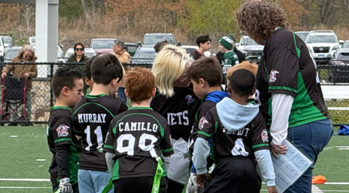 A team huddle.
